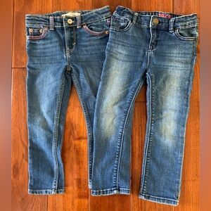 LEVI'S BABY GAP GIRL'S 3T DENIM BLUE JEANS LOT 5 Pocket Adjustable Waist Skinny